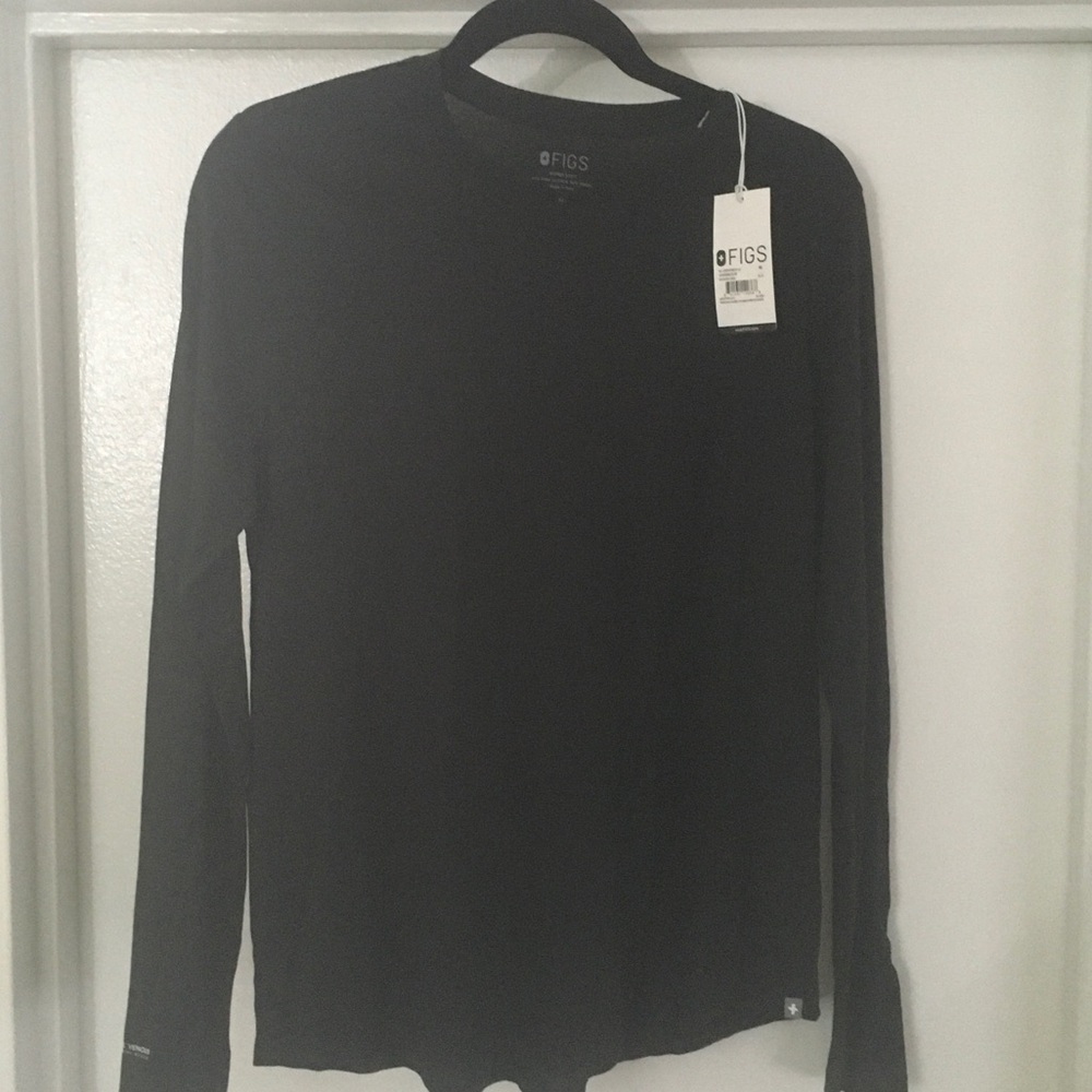Figs Long Sleeve Crew Neck Shirt — Black